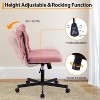 Wide Seat Desk Chair with Wheels, Criss Cross Legged Home Office Chair with Rocking Function & Adjustable Height, Comfy Swivel Armless Chair - 3 of 4