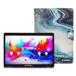 LINSAY 10.1"Octa Core  256GB Storage Android 15 Tablet with Ocean Marble Case - 1 of 3