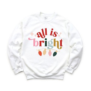 Simply Sage Market Women's Graphic Sweatshirt All Is Bright Christmas Lights - 1 of 3