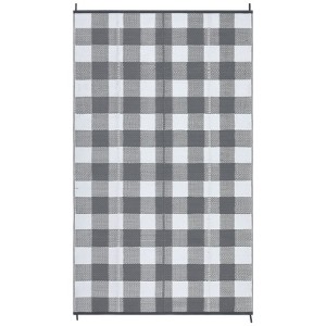 Outdoor Rug Patio Rug Waterproof Plastic Straw Rug Modern Plaid Throw Carpet UV-Resistant Reversible Mat for Camping RV Deck Porch Picnic Balcony - 1 of 4