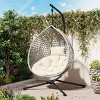 Outdoor Rattan Hammock Swing Chair with Cushion,Wicker Hanging Egg Chair with Stand,Indoor Swing Chair for Balcony Bedroom Garden-Coolbibila - 2 of 4