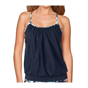 Women's Layered Laser Cut with Attached Sports Bra Tank Top - BH Sport - 1 of 3
