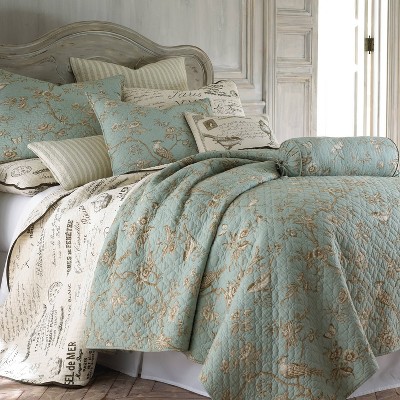 Charming Brown and Teal Full Cotton Reversible Quilt Set