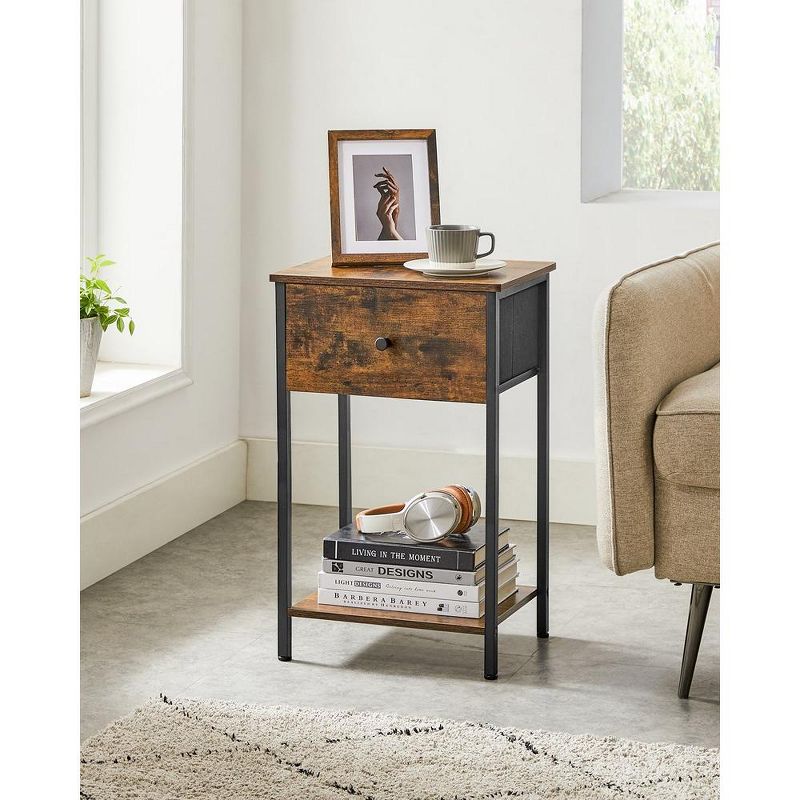 VASAGLE Nightstand Side Fabric Drawer 24-Inch Tall End Table with Storage Shelf Bedroom, 3 of 6