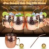 NewHome "4Pcs 18oz Moscow Mule Mugs Copper Plated with Hammered Design, Stainless Steel Lining & Straws for Cold Drinks" Rose Gold - 2 of 4