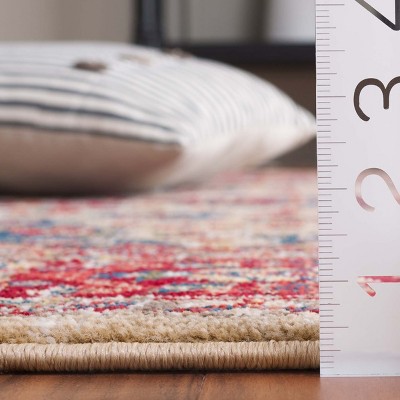 Ivory and Red 9' x 12' Synthetic Reversible Area Rug