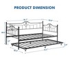 Twin Daybed with Trundle, Modern Pull Out Metal Day Bed with Vintage Headboard, Sturdy Daybed Frame with Metal Slat Support - 2 of 4