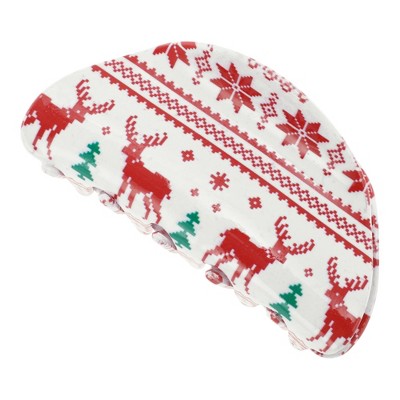 Unique Bargains Christmas Hair Clips Semicircle Elk Snowflake for Christmas 3.35"x1.77"x1.42" Red White 1 Pc