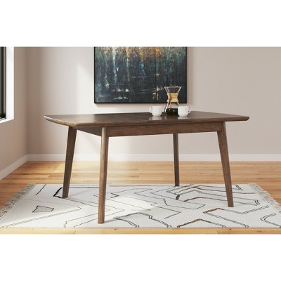Mid-Century Modern Brown Wood Extendable Dining Table