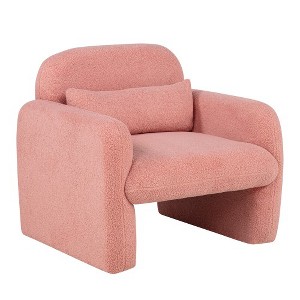 Lyngins Swivel Accent Chairs with Pillow and Armrest,Upholstered Swivel Reading Chairs,Anti-static Teddy Sofa Chairs for Bedroom,Living Room - 1 of 4