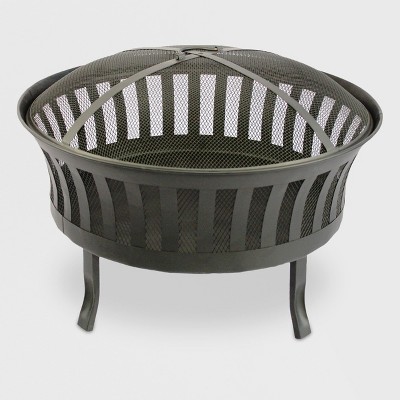 25 Slat Cauldron Fire Pit Black Threshold Brickseek