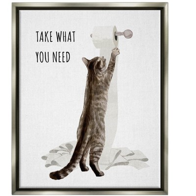 Stupell Industries Take What You Need Toilet Paper CatFloater Canvas Wall Art