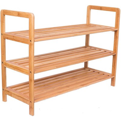 Birdrock Home 3-tier Free Standing Bamboo Shoe Rack With Handles : Target