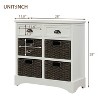 Rustic Storage Cabinet with Two Drawers and Four  Classic Rattan Basket for Dining Room/Living Room (White) - 2 of 4