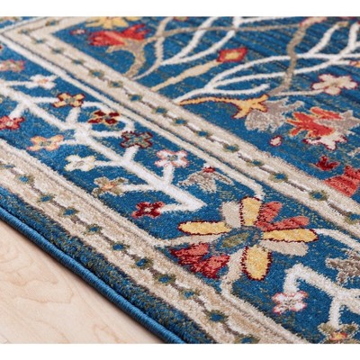 Aaden Blue Synthetic Stain-Resistant Square Area Rug