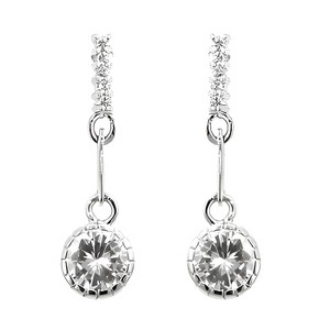 Slickblue Simple Wedding Drop Earrings for Women, Rhodium Plated with Clear Cubic Zirconia, Round Stones, Post Back - 1 of 3