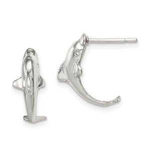 Black Bow Jewelry Polished Dolphin Drop Post Earrings in Sterling Silver - 1 of 4