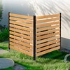 Outdoor Wooden Privacy Fence with 2 Panels, Metal Stakes, Flexible Layout, and Easy Installation for AC Units, Trash Bins, and Garden Use - 2 of 4