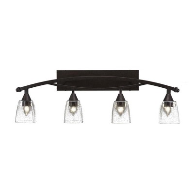 Toltec Lighting Bow 4 - Light Vanity in  Bronze with 4.5" Square Clear Bubble Shade