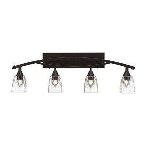 Toltec Lighting Bow 4 - Light Vanity in  Bronze with 4.5" Square Clear Bubble Shade - 1 of 1