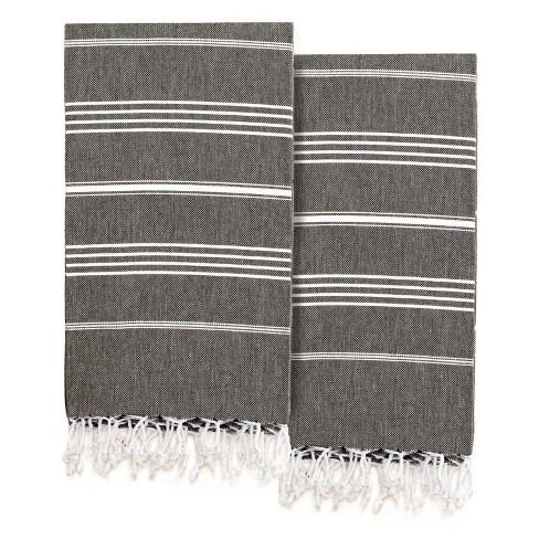 Turkish Towel, Blanket, Tablecloth in Deep Charcoal Stripe– Gather Goods Co.