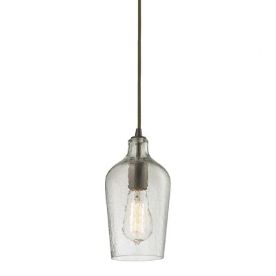 Elk Home Hammered Glass 1 - Light Pendant in  Oil Rubbed Bronze