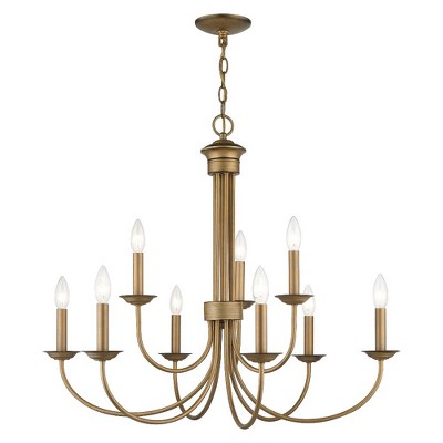 Livex Lighting Estate 9 - Light Chandelier in  Antique Gold Leaf