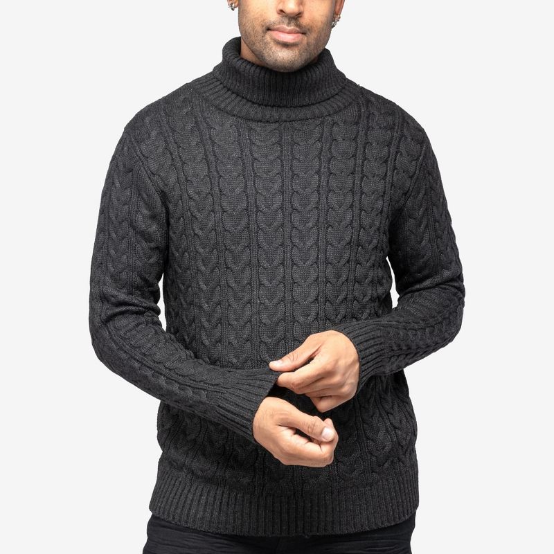 X RAY Men's Cable Knit Roll Neck Sweater(Available in Big & Tall), 3 of 6