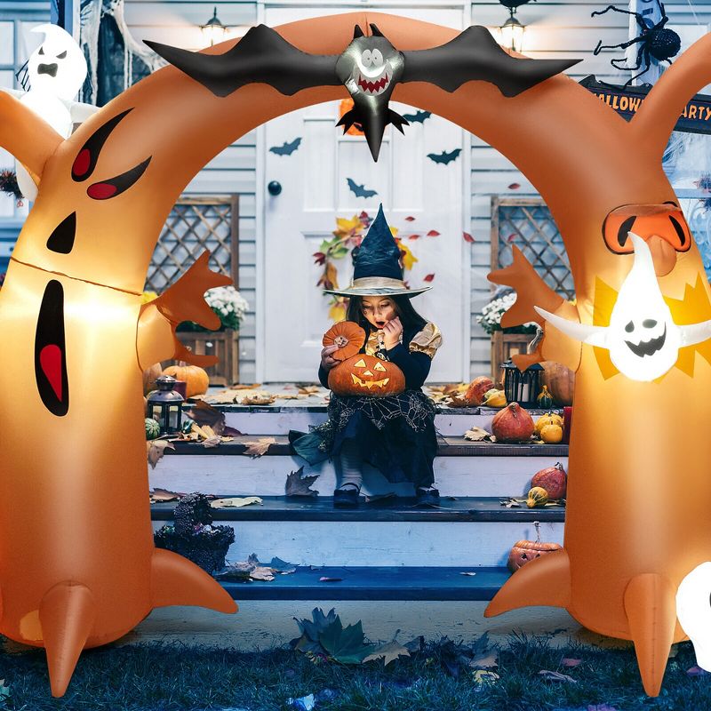 Costway 8 Ft Tall Halloween Inflatable Dead Tree Archway Decor w/ Bat Ghosts & LED Lights, 3 of 11