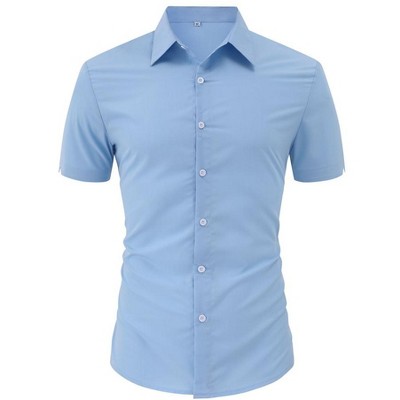 Men's Muscle Shirts Short Sleeve Button Up Shirt Slim Fit Dress Shirts ...