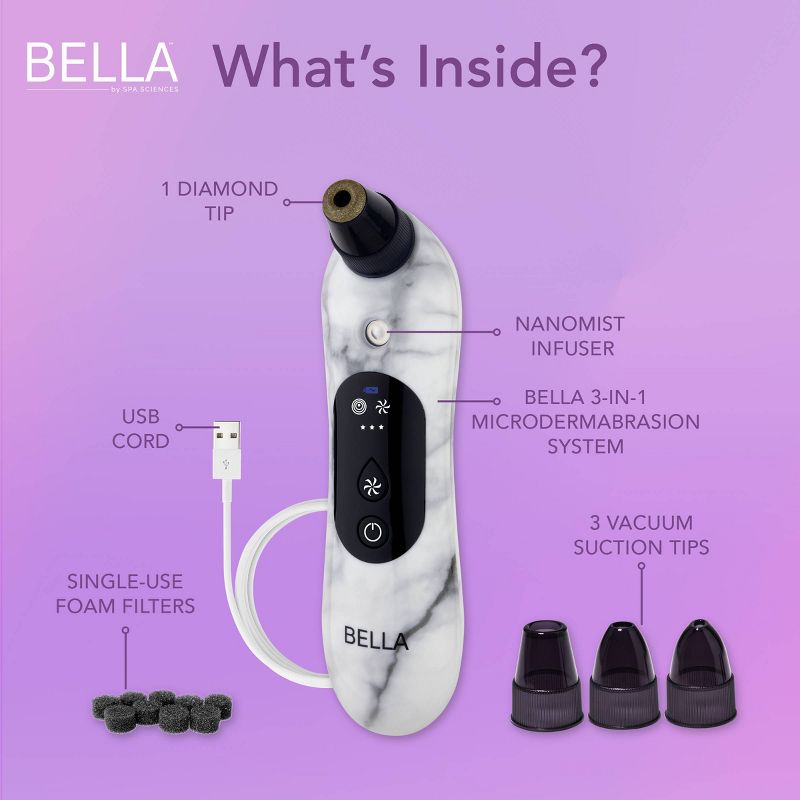 Spa Sciences BELLA 3-in-1 Diamond Tip Microdermabrasion System, with Nano Mist &#38; Pore Extraction, 6 of 18