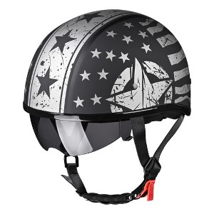 AHR Half Face Motorcycle Helmet Sun Visor DOT Approved Bike Chopper S-XL - 1 of 4