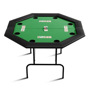 Oval Poker Table for 10 Players, Casino Leisure Gamimg Table with Collapsible Legs, Blackjack Texas Holdem Poker Table with Cup Holders - 1 of 4