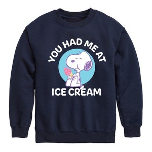 Boys' - Peanuts - You Had Me At Ice Cream Graphic Long Sleeve Fleece Sweatshirt - 1 of 4