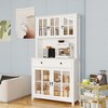 Sevobal Utility Storage Cabinets, Freestanding Cabinet with Transparent Doors and Open Shelves for Living Room Kitchen, White, 39.37"*15.16"*70.87" - 2 of 4
