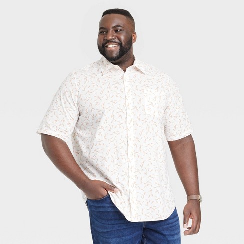 Men's Big & Tall Floral Slim Fit Short Sleeve Button-down Shirt - Goodfellow  & Co™ Ivory Lt : Target