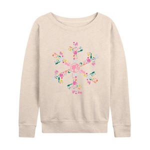 Women's - Barbie - Holiday & Christmas Lightweight French Terry Wide Neck Long Sleeve Shirt - 1 of 4