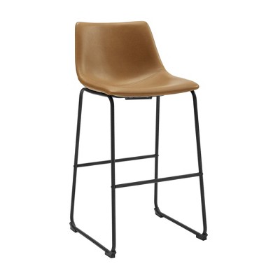 Set of 2 Laslo Modern Upholstered Faux Leather Barstools - Saracina Home