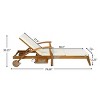 Chaise Lounge Chair Wood Set with Wheels and Adjustable Table, Patio Chaise Lounge for Poolside Comfort-Maison Boucle - 3 of 4