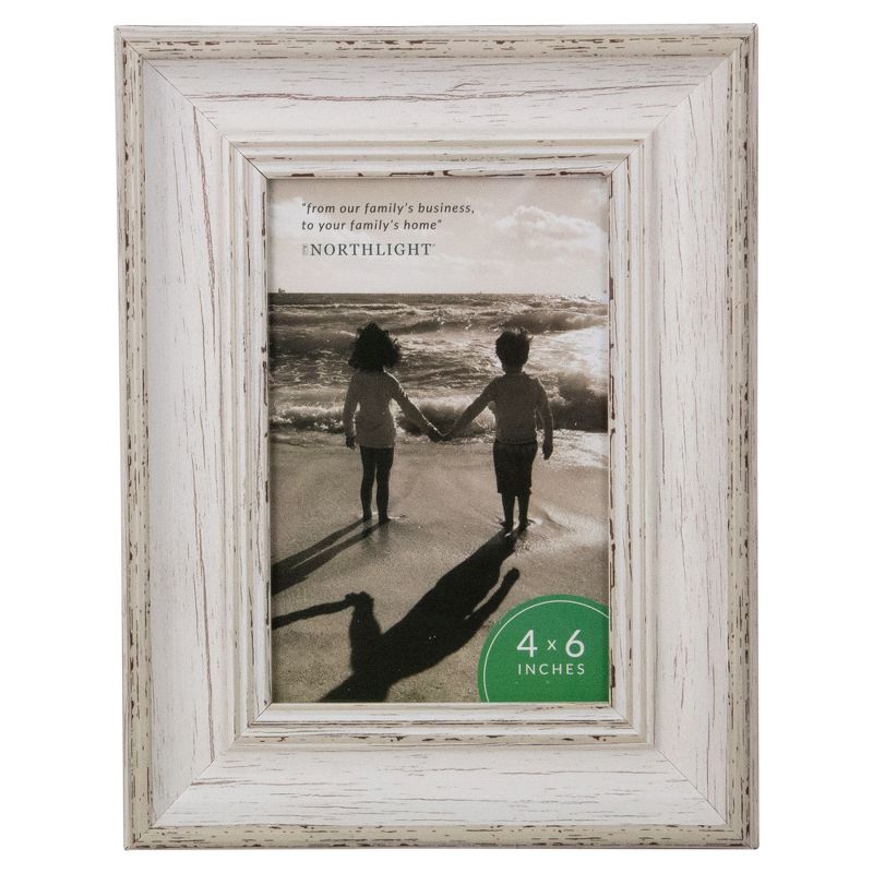 Northlight 4" x 6" Weathered Finish Photo Picture Frame - White, 1 of 7