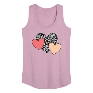 Women's - Instant Message - Snow Leopard Colored Hearts Graphic Racerback Tank - 1 of 4