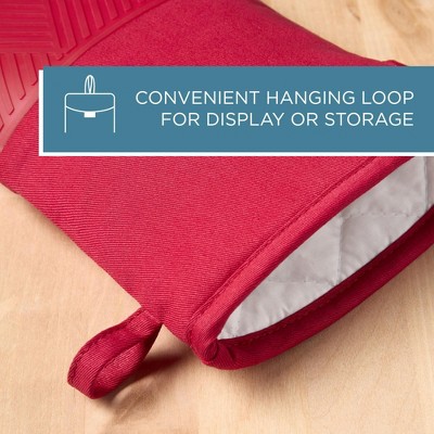 Red Basketweave Soft Silicone Oven Mitt 2-Pack Set