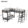 Vynxaria L-Shaped Twin over Twin Bunk Bed with Twin Size Loft Bed with Desk and Shelf ,Brown - 4 of 4