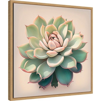 22" Sylvie Maple Framed Canvas Succulent Art Print