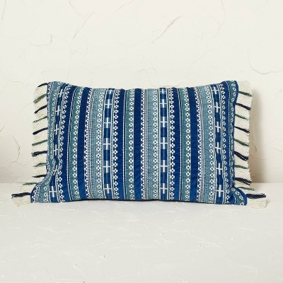 Velvet Embroidered Striped Lumbar Throw Pillow - Opalhouse™ designed with Jungalow™