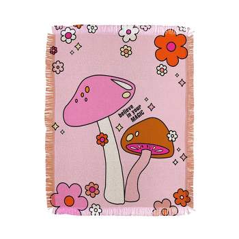 Daily Regina Designs Colorful Mushrooms And Flowers Woven Throw Blanket - Deny Designs