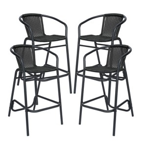 Merrick Lane Set of Four Restaurant Style Barstool with PE Rattan Seat for Indoor/Outdoor Use - 1 of 4
