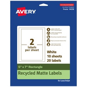 Avery Recycled Matte White Labels,  5" x 7" Rectangle - 1 of 4