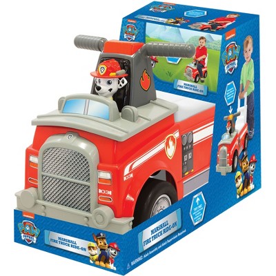 Nick Jr. Paw Patrol Marshall Fire Truck Kids&#39; Ride-On with Lights, Sounds, Storage and Walking Bar_1