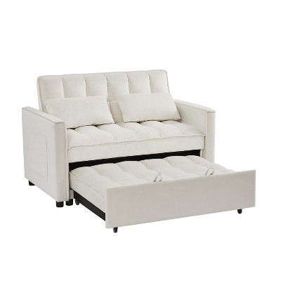 TIRAMISUBEST 3-IN-1 Convertible Velvet Loveseat Sofa Bed with 3 Adjustable Positions–Stylish Sofa Bed for Small Spaces
